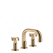 Gessi Inciso Смеситель для раковины на 3 отверстия, без д/к, излив 14 см, цвет: warm bronze PVD 58112#735