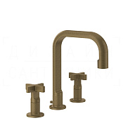 Gessi Inciso Смеситель для раковины на 3 отверстия, с дон. клап., излив 16 см, цвет: antique brass 58113#713