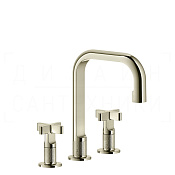 Gessi Inciso Смеситель для раковины на 3 отверстия, с донным клапаном, излив 16 см, цвет: nickel PVD 58113#720