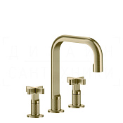 Gessi Inciso Смеситель для раковины на 3 отверстия, с д/к, излив 16 см, цвет: brushed brass PVD 58113#727