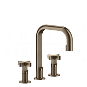 Gessi Inciso Смеситель для раковины на 3 отверстия, с д/к, излив 16 см, цвет: coffee bronze brushed 58113#761