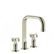 Gessi Inciso Смеситель для раковины на 3 отверстия, без дон. клап., излив 16 см, цвет: nickel PVD 58114#720