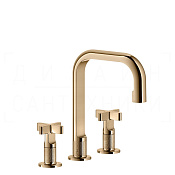 Gessi Inciso Смеситель для раковины на 3 отверстия, без д/к, излив 16 см, цвет: warm bronze PVD 58114#735