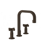 Gessi Inciso Смеситель для раковины на 3 отверстия, без дон. клап., излив 16 см, цвет: dark bronze 58114#845