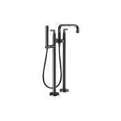 Gessi Inciso Смеситель для ванны напольный, с душевым гарнит., излив 24,5 см, цвет: black metal PVD 58029#706
