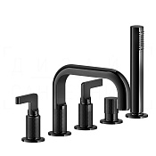 Gessi Inciso Смеситель на борт ванны на 5 отв., с ручным душем, излив 19,3 см, цвет: black metal PVD 58040#706