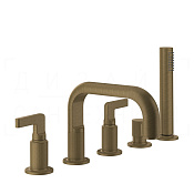 Gessi Inciso Смеситель на борт ванны на 5 отв., с ручным душем, излив 19,3 см, цвет: antique brass 58040#713