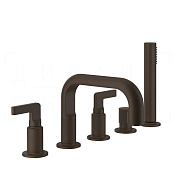 Gessi Inciso Смеситель на борт ванны на 5 отвер., с ручным душем, излив 19,3 см, цвет: dark bronze 58040#845