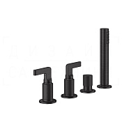 Gessi Inciso Смеситель на борт ванны на 4 отверстия, без излива, с ручным душем, цвет: aged bronze 58043#187