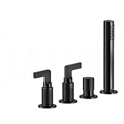 Gessi Inciso Смеситель на борт ванны на 4 отвер., без излива, с ручным душем, цвет: black metal PVD 58043#706