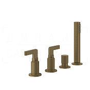Gessi Inciso Смеситель на борт ванны на 4 отверстия, без излива, с ручным душем, цвет: antique brass 58043#713