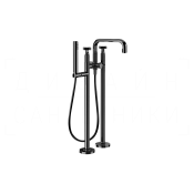 Gessi Inciso Смеситель для ванны напольный, с душевым гарнит., излив 24,5 см, цвет: black metal PVD 58129#706