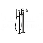 Gessi Inciso Смеситель для ванны напольный, с душевым гар., излив 24,5 см, цвет: black metal brushed 58129#707