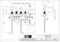 Gessi Inciso Смеситель на борт ванны на 5 отв., с руч. душем, излив 19,3 см, цвет: brushed brass PVD 58140#727