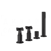 Gessi Inciso Смеситель на борт ванны на 4 отверстия, без излива, с ручным душем, цвет: aged bronze 58143#187