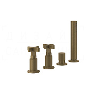 Gessi Inciso Смеситель на борт ванны на 4 отверстия, без излива, с ручным душем, цвет: antique brass 58143#713