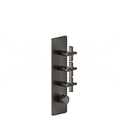 Gessi Inciso Термостат для душа встраив., на 3 потреб., внешняя часть, цвет: black metal brushed PVD 58226#707