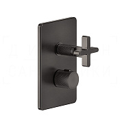 Gessi Inciso Термостат для душа встраив., на 3 потреб., внешняя часть, цвет: black metal brushed PVD 58236#707