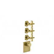 Gessi Inciso Термостат для душа встраиваемый, на 3 потребителя, внешняя часть, цвет: gold brushed 58346#716