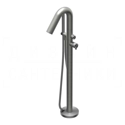 Ritmonio DOT316 Round Смеситель для ванны напольный с душевым набором, цвет: brushed stainless steel PR50DB202INOX