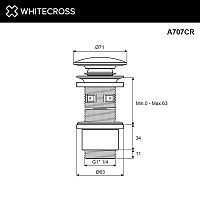 Whitecross Донный клапан для раковины универсальный Click-Clack, цвет: хром A707CR