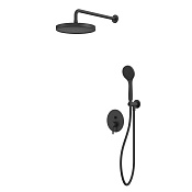 Whitecross Y Душевой комплект встраиваемый - смеситель, ручной и верхний душ, цвет: черный матовый YSET04BASICBL