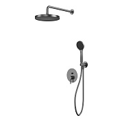 Whitecross Y Душевой комплект встраиваемый - смеситель, ручной и верхний душ, цвет: оружейная сталь YSET04BASICGM