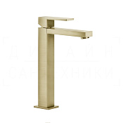 Gessi Rettangolo Смеситель для раковины высокий, без д/к, излив 12,9 см, цвет: brushed brass PVD 11922#727