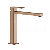 Gessi Rettangolo Смеситель для раковины высокий, без донного клап., излив 21,3 см, цвет: copper PVD 11924#030