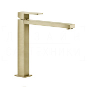 Gessi Rettangolo Смеситель для раковины высокий, без д/к, излив 21,3 см, цвет: brushed brass PVD 11924#727