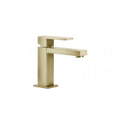 Gessi Rettangolo Смеситель для раковины, без донного клапана, излив 12,9 см, цвет: brushed brass PVD 20002#727
