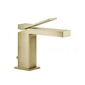 Gessi Rettangolo K Смеситель для раковины, с донным клапаном, излив 12,8 см, цвет: brushed brass PVD 53001#727