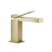 Gessi Rettangolo K Смеситель для раковины, без дон. клап., излив 12,8 см, цвет: brushed brass PVD 53002#727