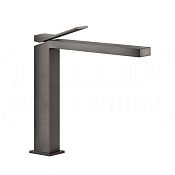 Gessi Rettangolo K Смеситель для раковины высокий, без д/к, излив 24,9 см, цвет: black metal brushed 53004#707