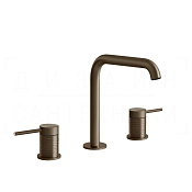 Gessi 316 Trame Смеситель для раковины на 3 отв., без д/к, излив 15,6 см, цвет: coffee bronze PVD 54312#761