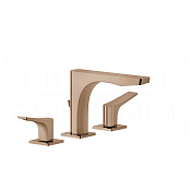 Gessi Rilievo Смеситель для раковины на 3 отверстия, с дон. клап., излив 15,4 см, цвет: copper PVD 59011#030