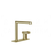 Gessi Anello Смеситель для раковины на 2 отверстия, без д/к, излив 14,4 см, цвет: brushed brass PVD 63315#727