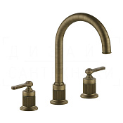 Gessi Venti20 Смеситель для раковины на 3 отверстия, с д/к, излив 17,2 см, цвет: antique brass 65015#713