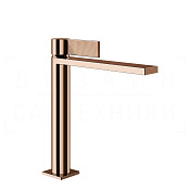 Gessi Inverso Смеситель для раковины высокий, без донного клапана, излив 20 см, цвет: copper PVD 73506#030