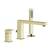 Gessi Rettangolo Смеситель на борт ванны на 3 отв., с ручным душем, излив 19,5 см, цвет: brass PVD 20037#710