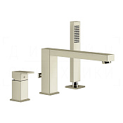 Gessi Rettangolo Смеситель на борт ванны на 3 отв., с ручным душем, излив 19,5 см, цвет: nickel PVD 20037#720