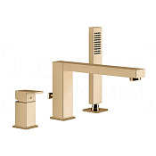 Gessi Rettangolo Смеситель на борт ванны на 3 отв., с ручным душем, излив 19,5 см, цвет: warm bronze 20037#735