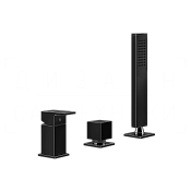 Gessi Rettangolo Смеситель на борт ванны на 3 отв., без излива, с руч. душем, цвет: black metal PVD 20043#706
