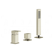 Gessi Rettangolo Смеситель на борт ванны на 3 отвер., без излива, с ручным душем, цвет: nickel PVD 20043#720