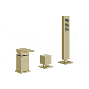 Gessi Rettangolo Смеситель на борт ванны на 3 отв., без изл., с руч. душем, цвет: brushed brass PVD 20043#727