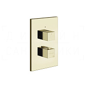 Gessi Rettangolo Термостат для душа встраиваемый, на 2 потребителя, внешняя часть, цвет: brass PVD 20184#710