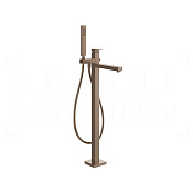 Gessi Rettangolo Смеситель для ванны напольный, с душ. гар., излив 24,5 см, цвет: copper brushed PVD 24961#708