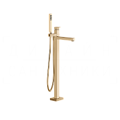 Gessi Rettangolo Смеситель для ванны напольный, с душ. гарн., излив 24,5 см, цвет: warm bronze PVD 24961#735
