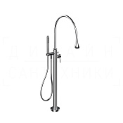 Gessi Goccia Смеситель для ванны напольный, с душевым гарнитуром, излив 38,7 см, цвет: chrome 33029#031