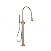 Gessi Goccia Смеситель для ванны напольный, с душ. гарн., излив 38,7 см, цвет: finox brushed nickel 33029#149